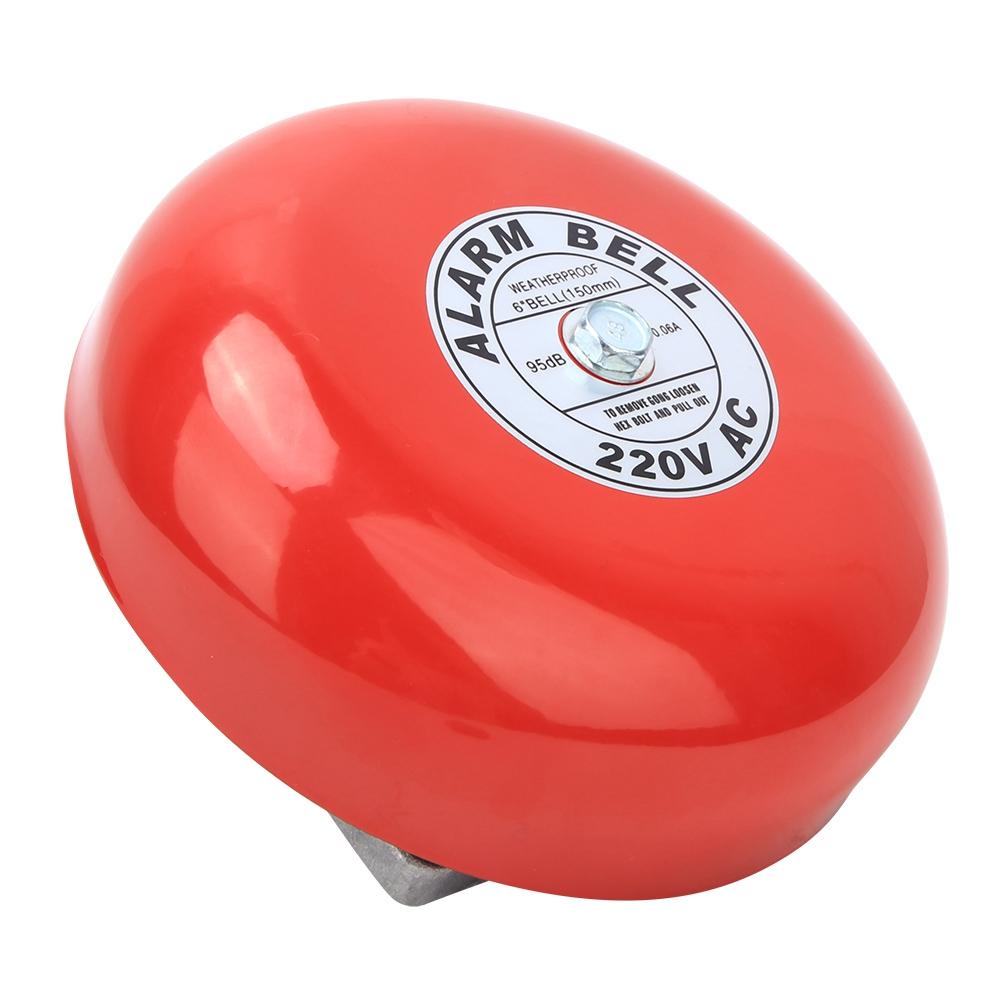 CB 6B Fire Alarm Bell 150mm 95dB Red Industrial Building Elevator Alarm Bell AC220V 60mA