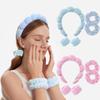 Face Washing Wristbands & Headband Set: Popular Style Hair Accessories for High Foreheads - Sponge Twist Cloud Design