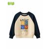27Kids Children's Clothing Autumn and Winter Children's Raglan Sleeve Sweatshirt Bear Boy Fleece-Lined Round Neck Baby Pullover Clothes