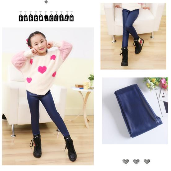 Pantaloni Invernali da Bambina in Ecopelle Leggings con Fodera in Peluche Bambini Skinny Caldi