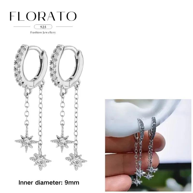 FLORATO 925 Silver Earrings Chain Tassel Pendant Earrings Zircon Silver Earrings for Women Trend Luxury Wedding Jewelry