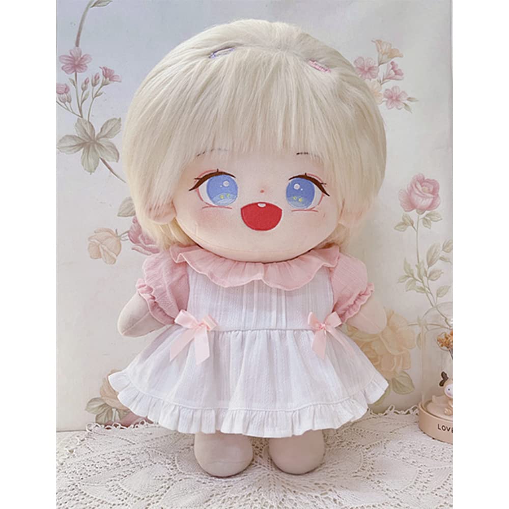 niannyyhouse 40cm Plush Clothes, Loose Fitting, Pink and White Dress, Dress-Up, Cotton Doll, Accessories