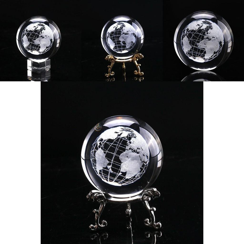 Exquisite 60mm 3d Crystal Ball Glass With Laser Engraved Miniature Earth Sphere Gift