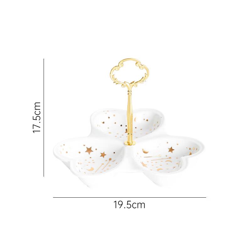 Qianxing 8-inch White Ceramic Triple Love Heart Divided Snack Plate