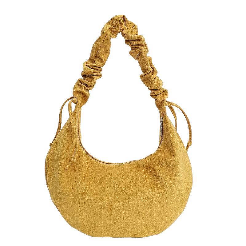 

Ленивый ветер матовая маленькая сумка женская новая мода замшевая сумка-облако осень и зима ретро плиссированная сумка подмышку