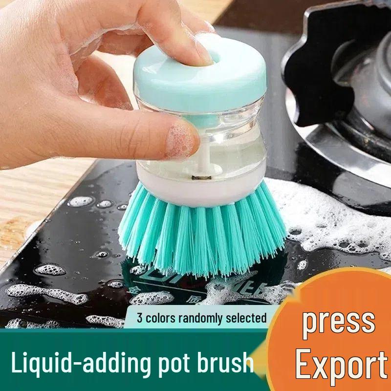 Hydraulic Liquid Dispensing Kitchen Brush: Non-Stick, Non-Scratch, Easy Dish & Pot Cleaning
