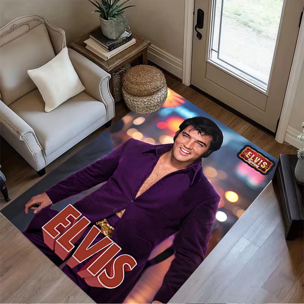 Elvis Presley Legende Bodenmatte Design für Eingangsbereich Esszimmer Spielzimmer Arbeitszimmer Rutschfeste Teppich Büro Heimdekoration Spirituelles Geschenk