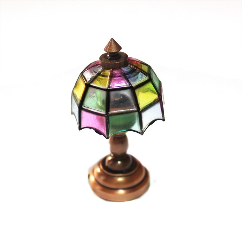 Moin Moin Miniature Scale Wireless Stand Lamp with Real Light Doll Stained Glass Bedside Night Lamp 1/6 / Furniture, Accessories, Lamp, (Product Code