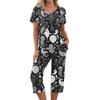 2 Piece Sets For Women Short Sleeve Top And Pants With Pockets Workout Soft Halloween Print Sets