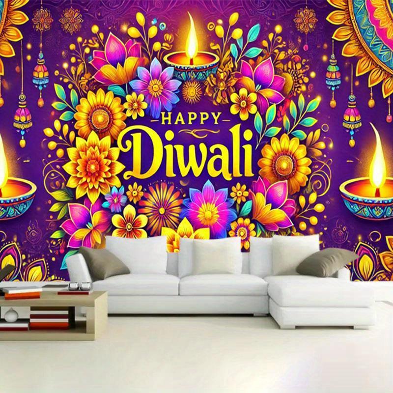 1PC2D Happy Diwali Celebrate Diwali Party Banner, Happy Diwali Party Decoration Background, No Electricity Required - Wsj