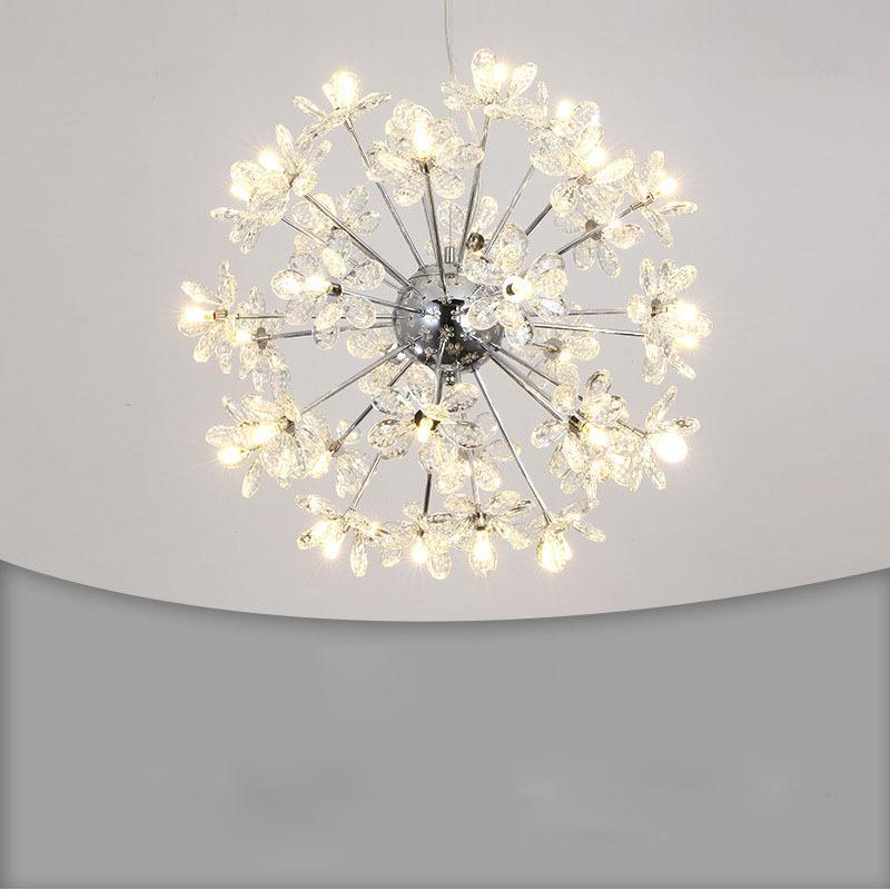Modern Luxury Crystal Chandelier Dandelion Round Ball Pendant Ceiling Lamp for Dining Living Room Hanging Light New