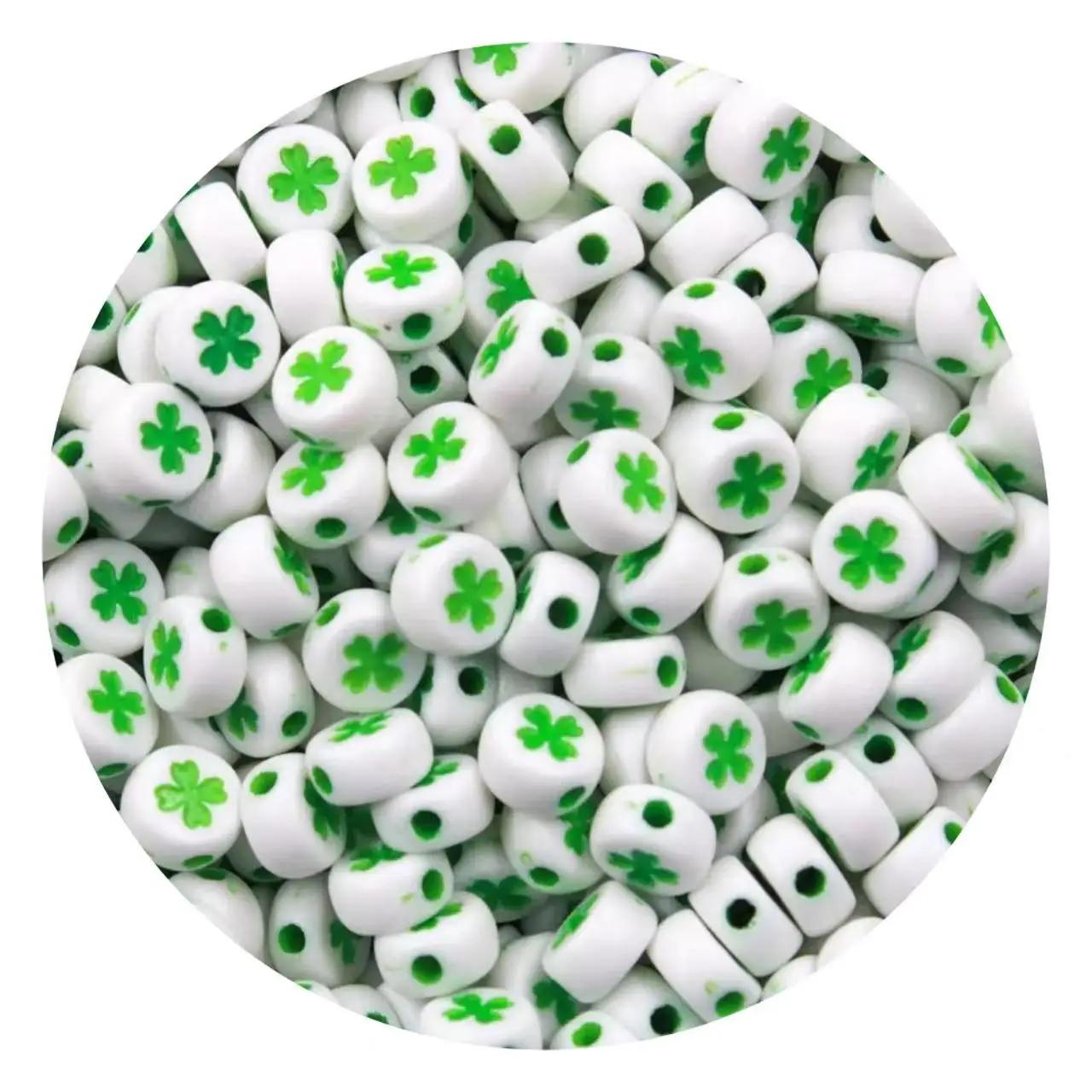 

100-500 шт. акриловые бусины в виде четырехлистного клевера, разноцветные свободные бусины-разделители для изготовления ювелирных изделий, браслетов, ожерелий, аксессуаров 100PCS