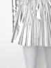 Women Stage Performance Dress Mock Neck Long Sleeve Shoulder Boards Sequin Hearts Metallic Tulle Lining Back Invisible Zipper for Halloween Party