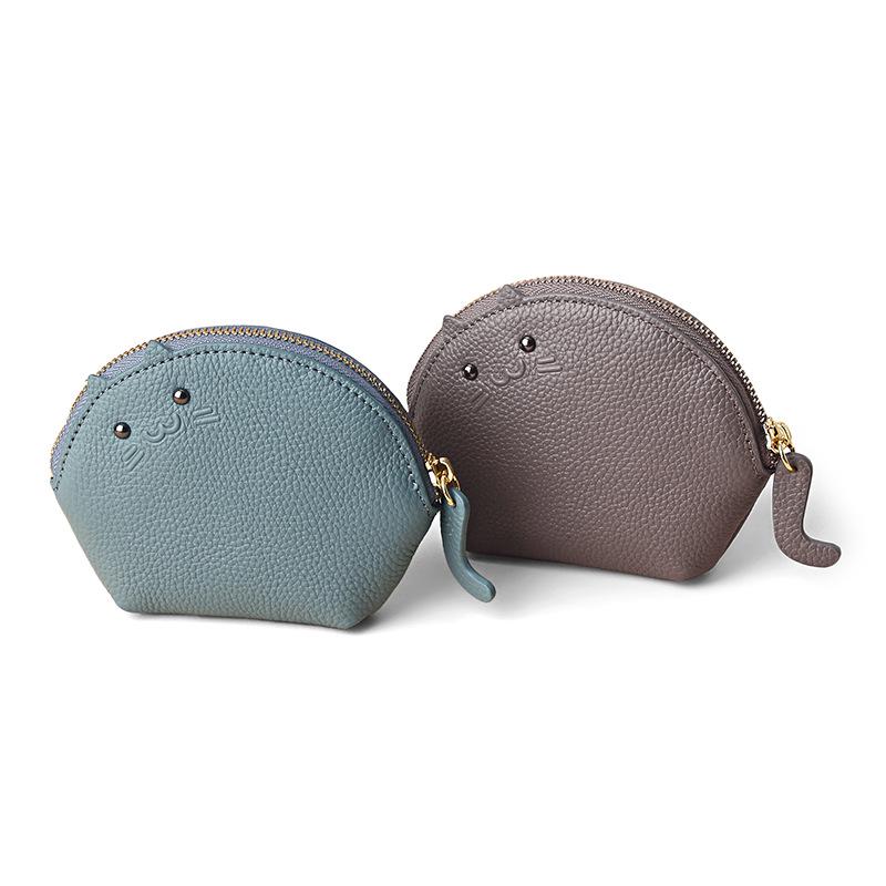 Women's Cowhide Wallet: Creative Mini Coin and Key Pouch for Ladies and Students