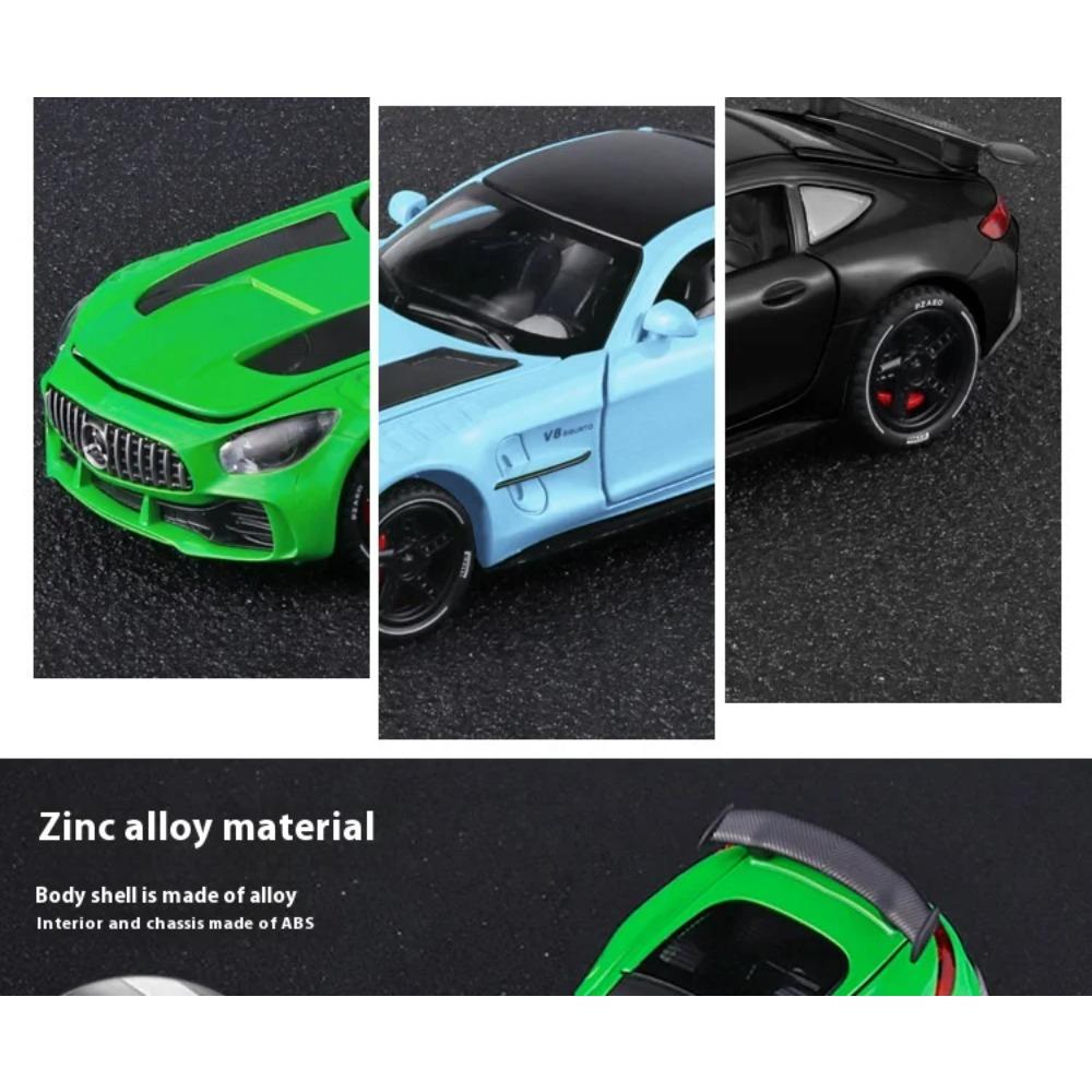 1/32 Mercedes Benz AMG GTR Alloy Sports Car Diecast Metal Model Sound & Light Toy Car Central Control Ornaments Display Kid Gift