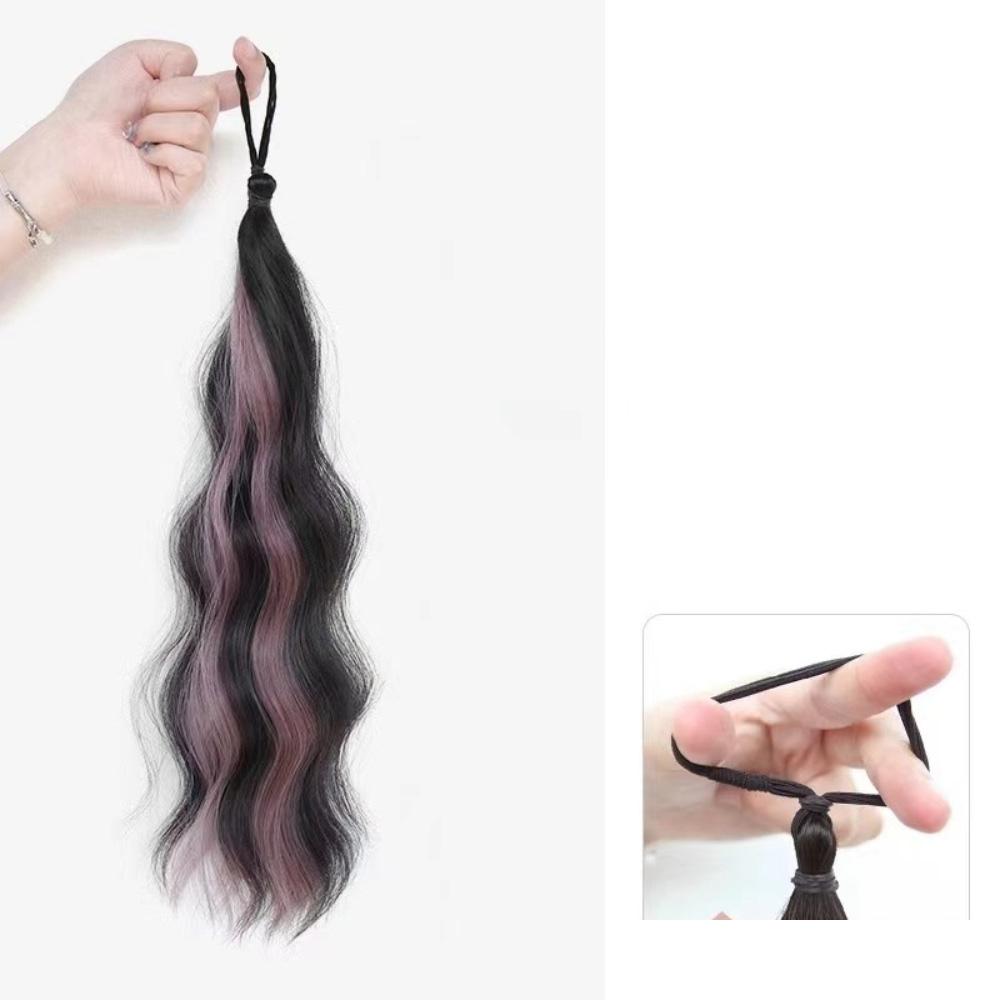 

Женский синтетический парик Цветные Y2k мелирования Наращивание хвоста Самозакручивающаяся шишка Имитация волос Пучок Артефакт для волос