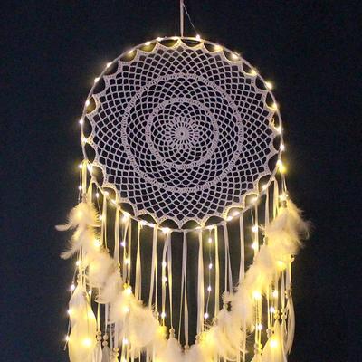 LED Light Dream Catcher Handmade Deamcatcher Feathers Wall Hanging Decoration Romantic Valentine's Day Gift for Girlfriend