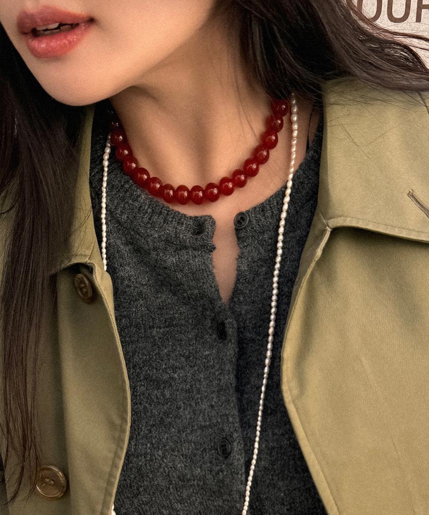 Marta 925 Silver. Carnelian Necklace (10Mm)