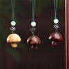 Adorable Mushroom Phone Pendant Keychain - Wood Carving Ornament & Handicraft Gift