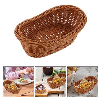 Woven Basket Plastic Reusable Snack Fruit Bread Storage Container Household Desktop Organizer Smooth Edges