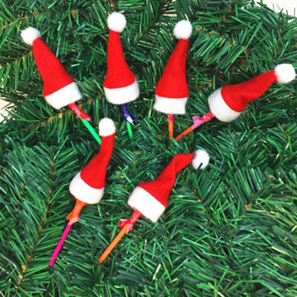 

30PCS Mini Lollipop Lollypop Santa Claus Hats Cap Wrap Christmas Party Decor