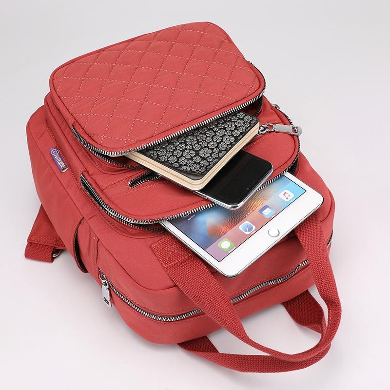 Nouveau sac à dos sac à dos en nylon portable sac pour femme fil brodé losange sac à dos étudiante sac carré