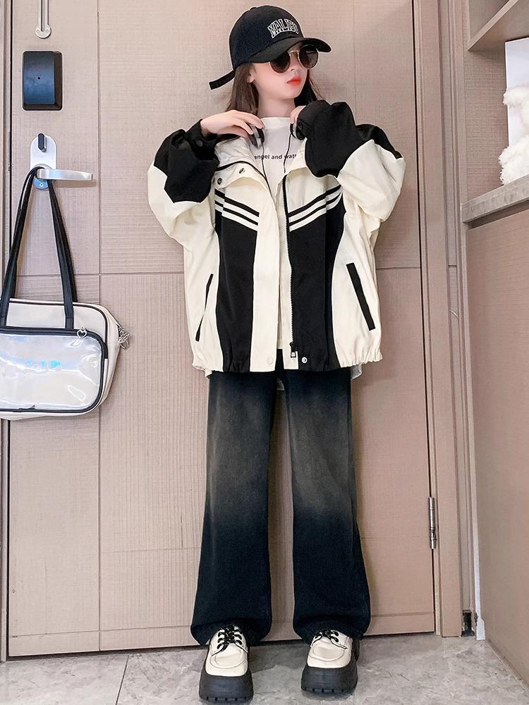 2025 Girls' Spring and Autumn Windbreaker - Fashionable Outerwear for Big Kids