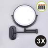 8 Inch Black Wall Mounted Bathroom Mirror 10x Magnifying Makeup Mirror Adjustable Dimming Vanity Cosmetic Mirrors with Light