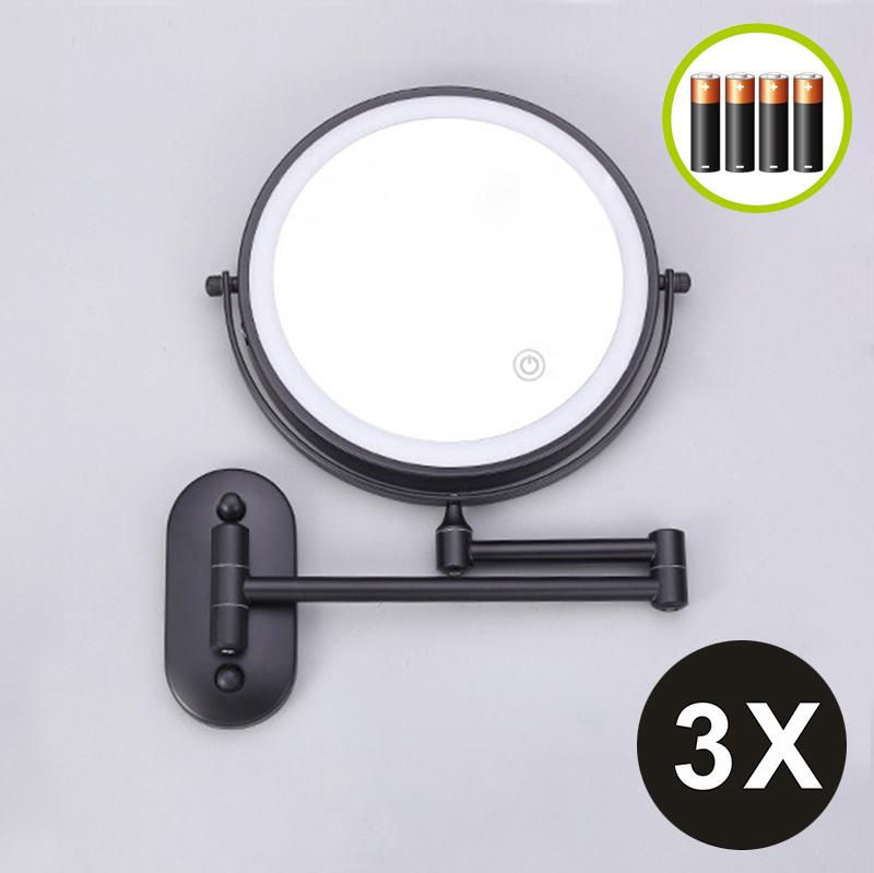 8 Inch Black Wall Mounted Bathroom Mirror 10x Magnifying Makeup Mirror Adjustable Dimming Vanity Cosmetic Mirrors with Light