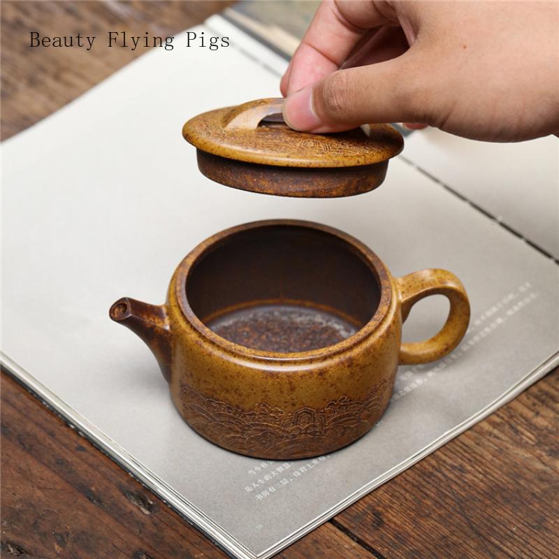 Chinese high-end purple clay teapot, high-temperature section, clay colored firing, large diameter tea ceremony teapot