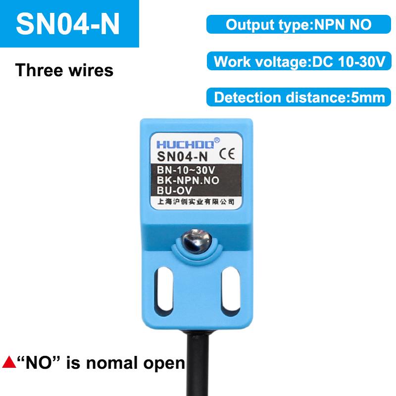 Bezkontaktní spínač Kovový koncový SN04 Senzor Čtvercový Vodotěsný NPN PNP NO NC DC Tři vodiče 10-30V AC Dva vodiče 90-250V