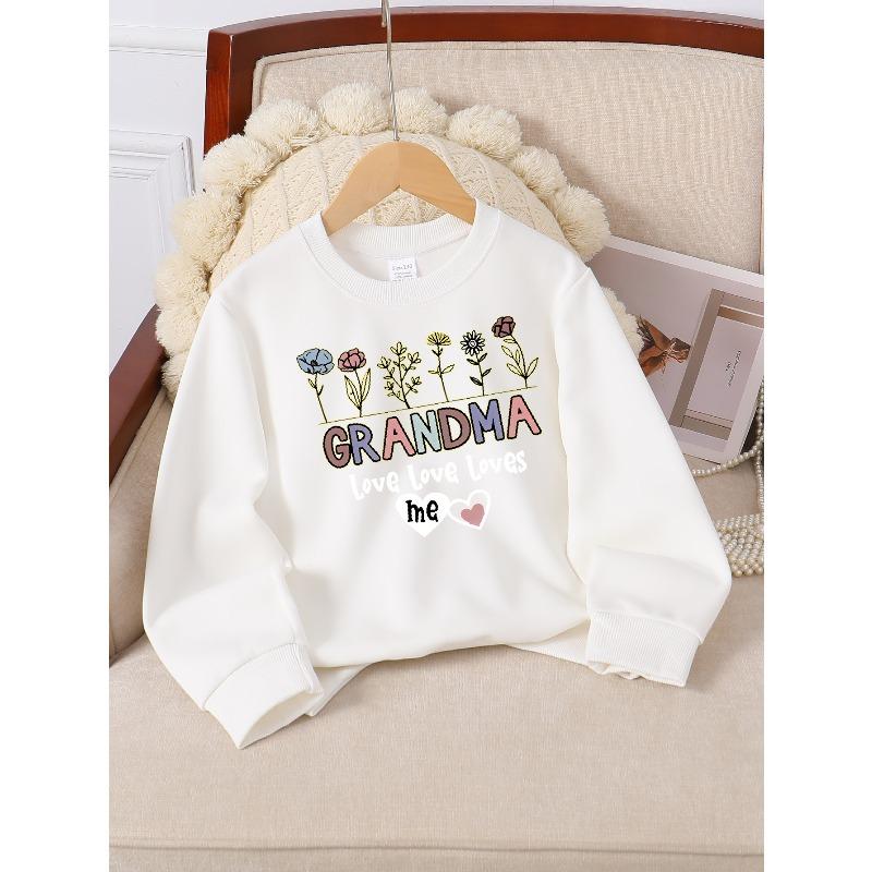 Kids Sweatshirt,Crew Neck Fashion Top, Fun"Grandma Love Me " Patterned Sweatshirt, for Everyday Casual Wear, for All Kinds of Daily Outfits