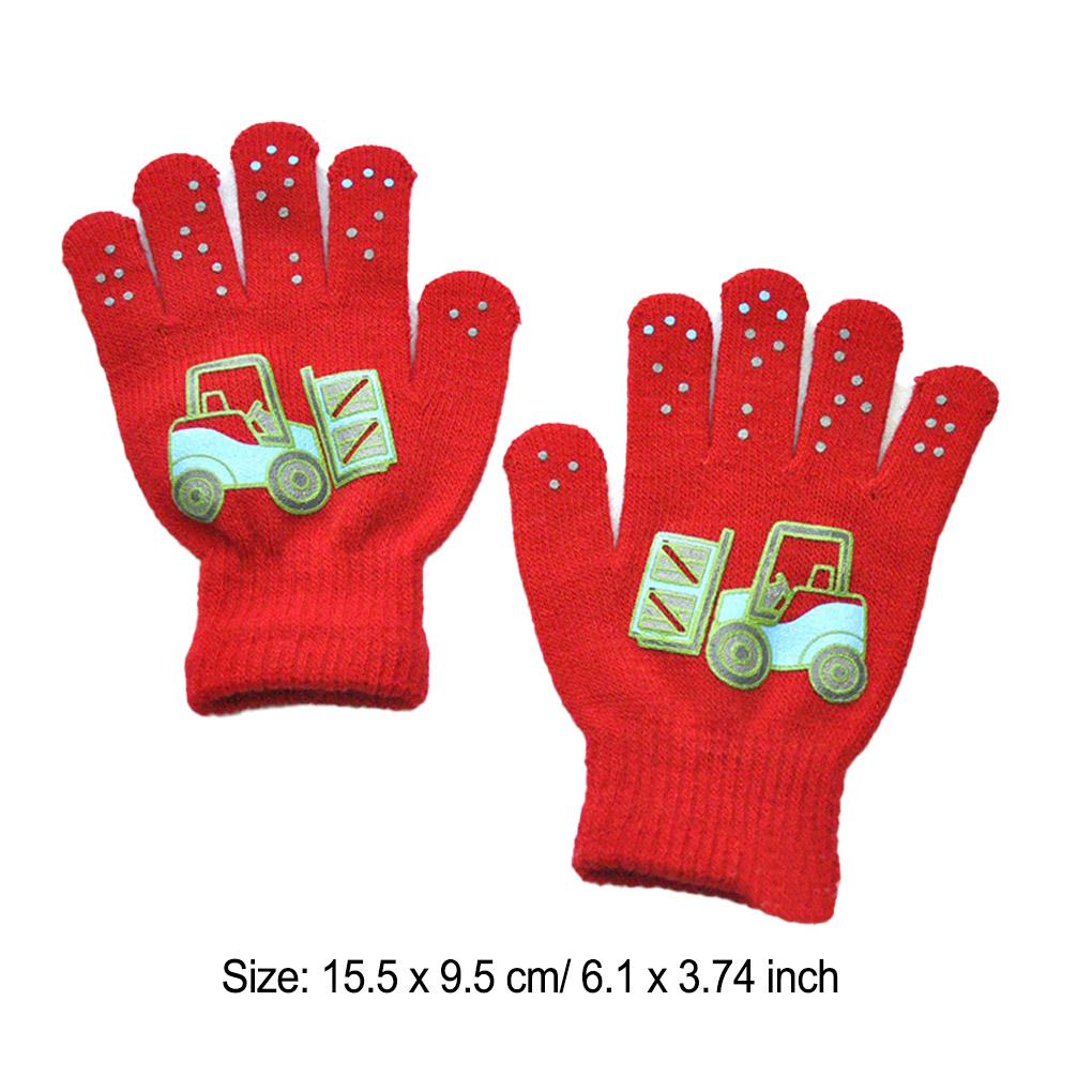 1 Pair Toddler Gloves Simple Clothes Accessory Finger Warmer Hand Warming Cover Car Pattern Knitted Kid Glove for Outdoor