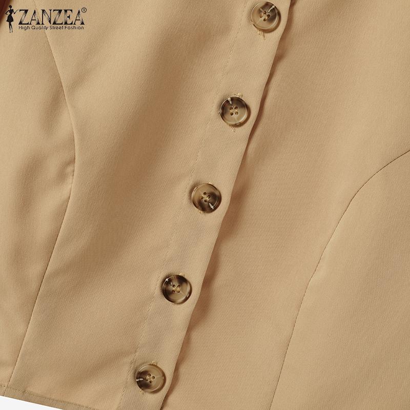 ZANZEA Women Puff Short Sleeve Blouse and Wide Leg Pants Summer Two Piece Suit Sets