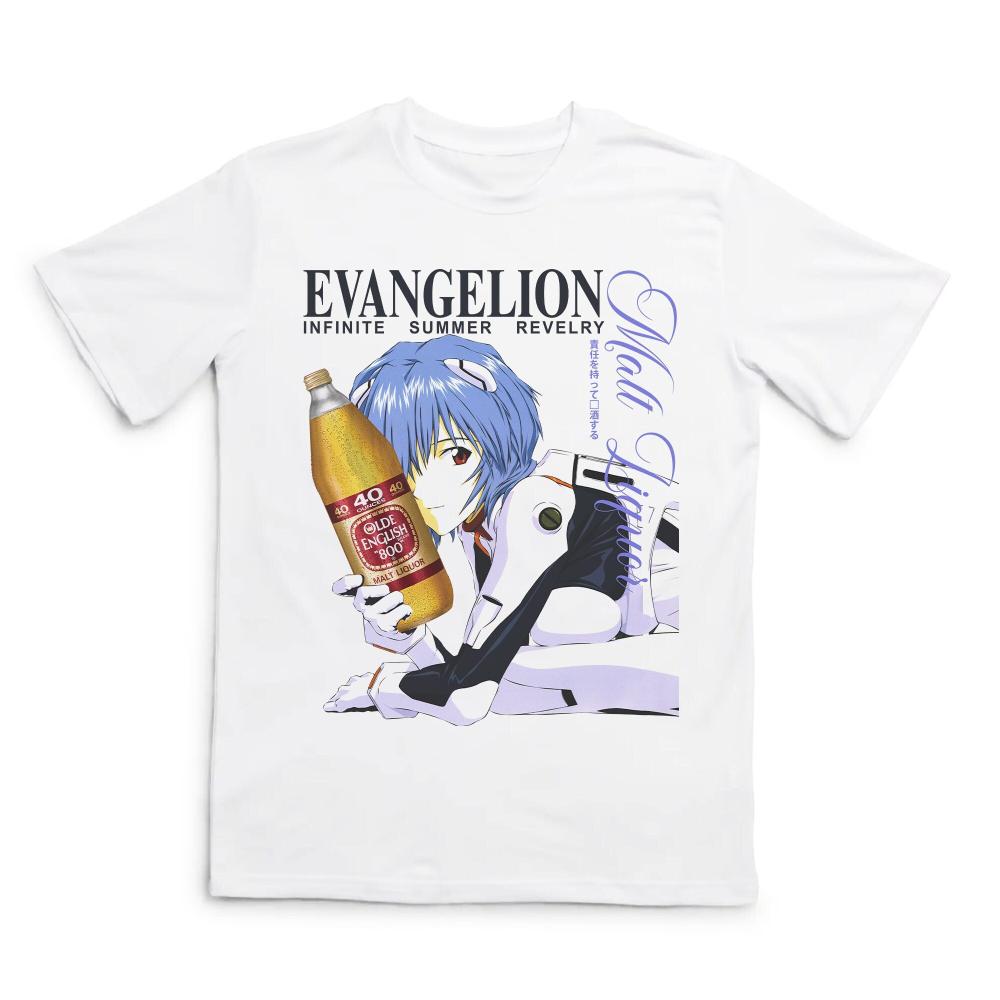 

2026 новая хлопковая футболка унисекс и женская Neon Genesis Evangelion 2026 лето мультяшный принт свободный повседневный топ с коротким рукавом S
