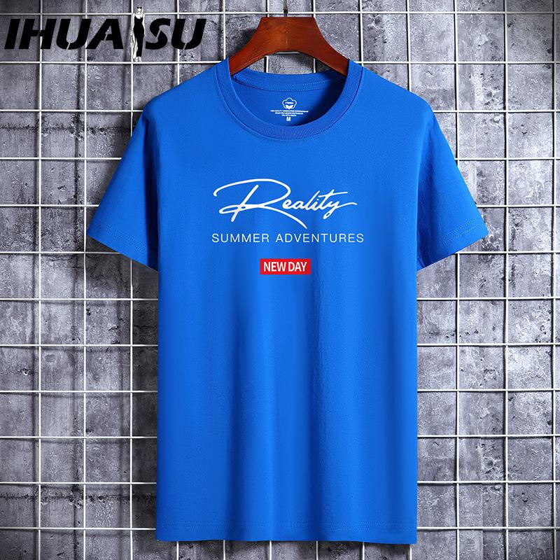 IHUASU Cotton Short Sleeve T-shirt Men's Fashion Loose Half Sleeve Shirt Printed Compassionate Shirt