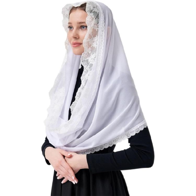 Skin Friendly Lace Headcover Communion Headcover Veil Religious Event Veil for Bridal Event, and Daily Fashion