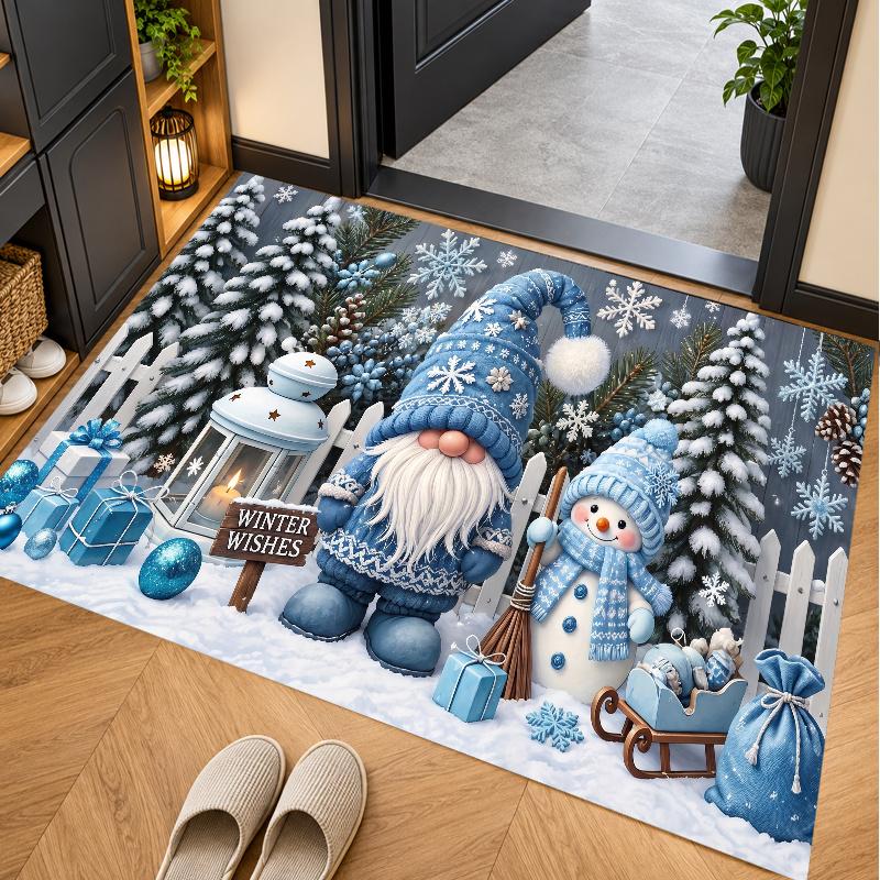 Christmas Theme Floor Carpet, Soft Area Rug, Xmas Indoor Home Holiday Decoration
