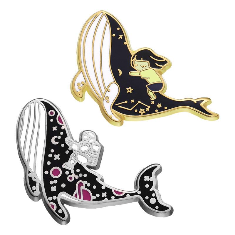 Adorable Whale Enamel Pin Beautiful Accessories For Unique Fashion With Ocean Galaxy Design