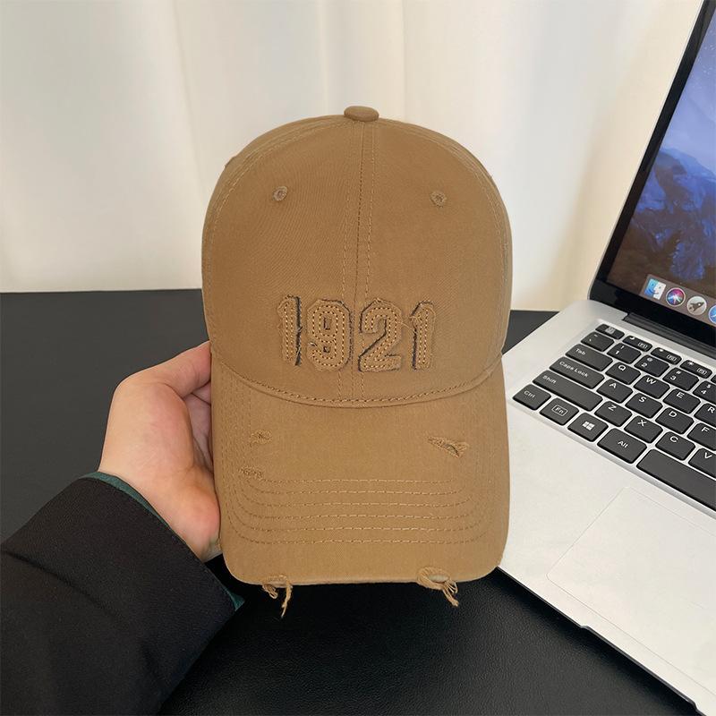Alphabet Patch Baseball Cap Women's Spring Summer Vintage Washed Hole Sun Hat Outdoor UV Protection Cap Men