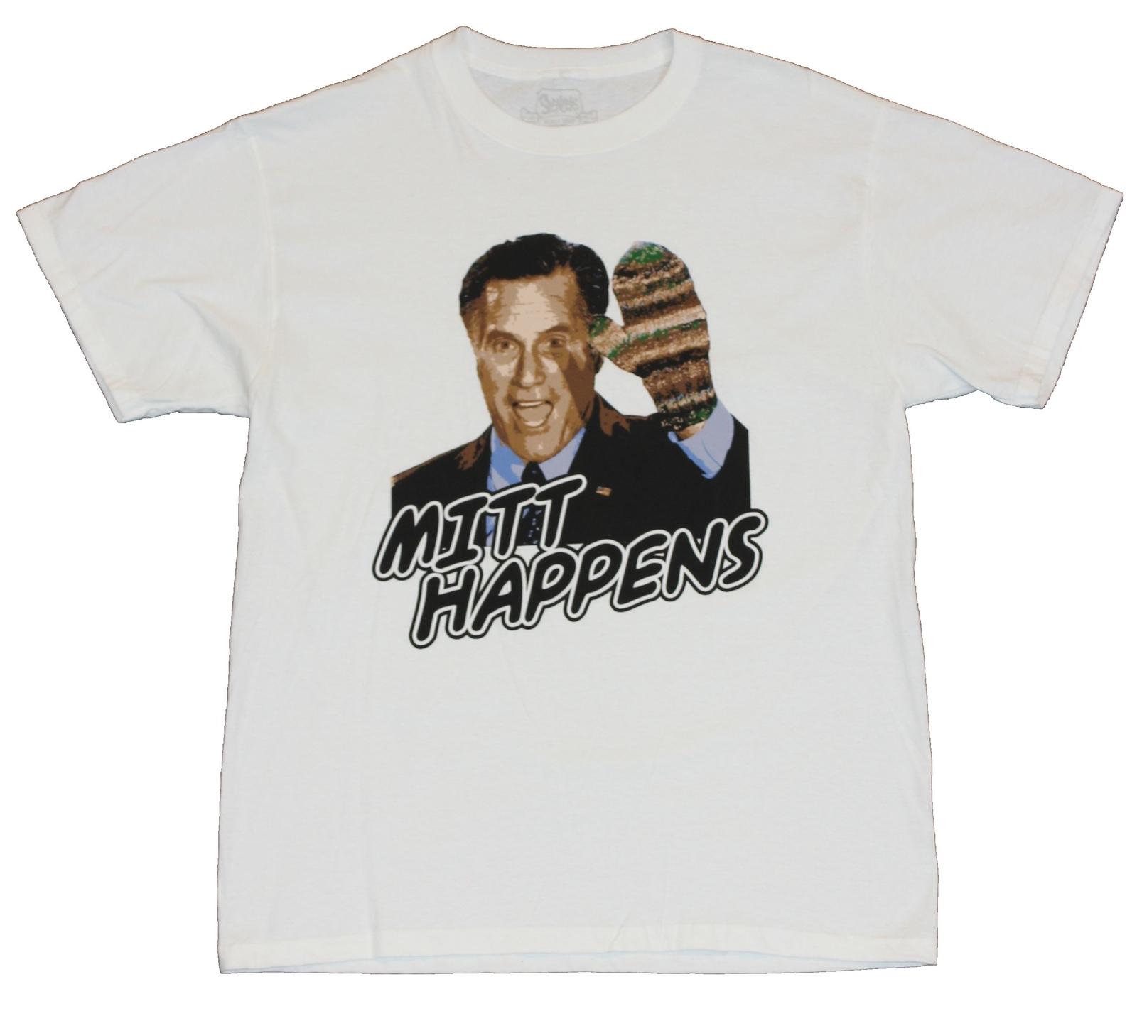Mitt Romney Adult New T-Shirt - Mitt Happens Romney With Mitten Pic XXXL