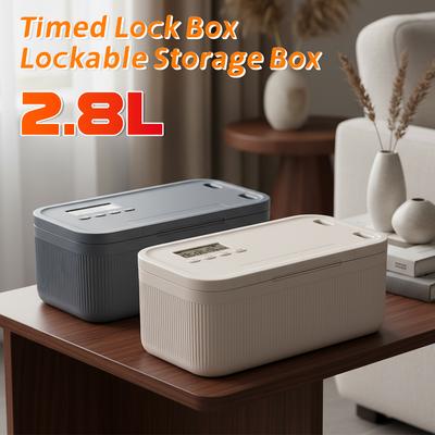 2.8L Timer Lock Boxe Electronic Multipurpose Lockable Storage Box with Combination Lock and Digital Timer Safe Storage Organizer