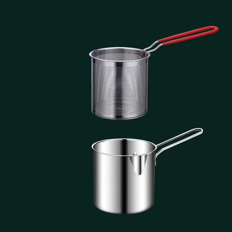 

Stainless Steel 304 Deep Frying Pot Kitchen Fryer With Strainer Tempura Fryer Pan Fry Pot Chicken Fried Chicken Cooking Tools белый