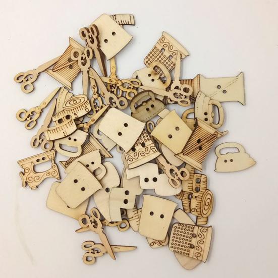 50 Stücke Nette Nähen Werkzeug Form Holzknöpfe DIY Handarbeiten Scrapbooking Handwerk