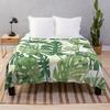 Vintage Monstera leaves Throw Blanket
