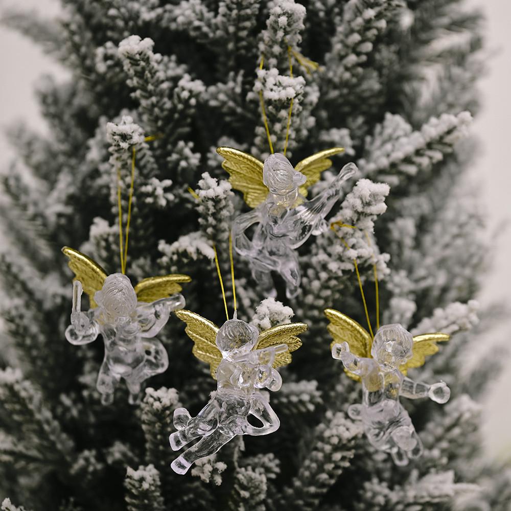 Exquisite 7cm Clear Angel Pendant For Joyful Christmas Tree And Decor Festive