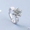 Hot Fashion Female Rings  Sterling Silver 6 Claws AAA Zircon Resizable Rings for Women Embellished  Anillos Anel Gifts