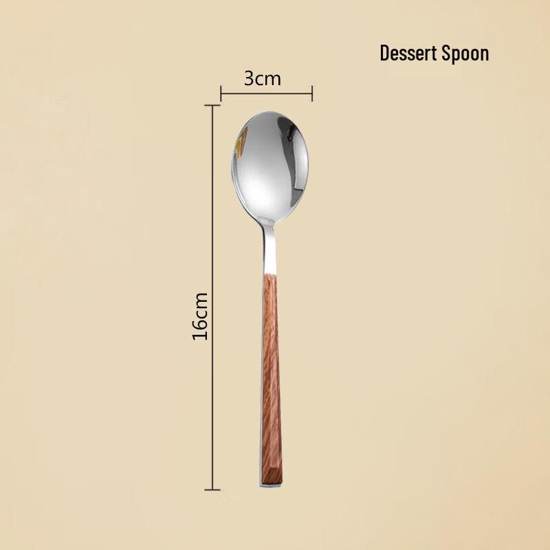 

TLXT Stainless Steel Imitation Wood Handle Dessert Spoons