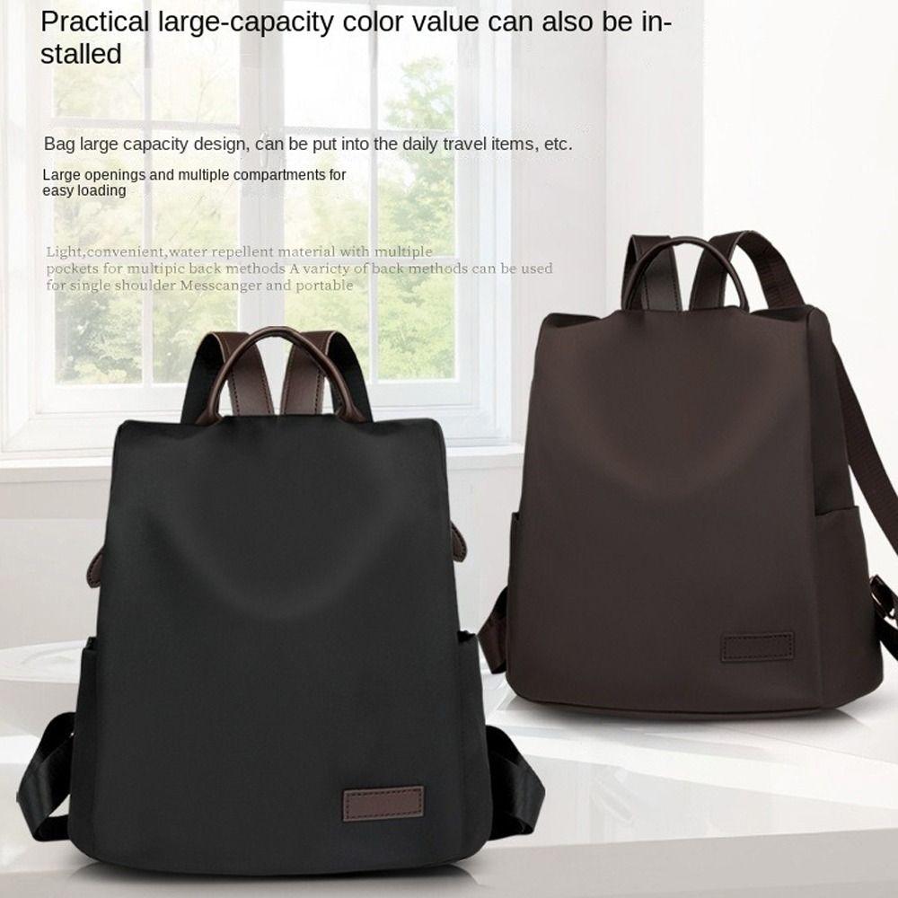 Oxford Cloth Anti-Theft Backpack Lightweight Solid Color Travel Backpack Large Capacity Waterproof Satchel for Women Girls