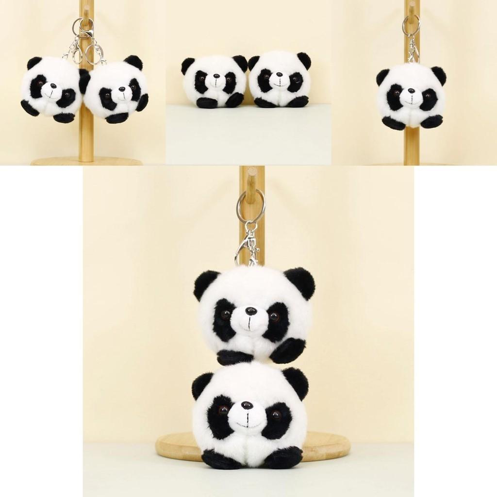 Cute Panda Plush Keychain Charming Couple Bag Ornament Short Plush Toy Gift